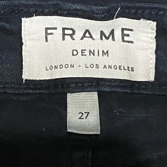 Frame Denim Black Le Skinny De Jeanne Distressed Jeans Women’s Size 27 - Picture 10 of 12